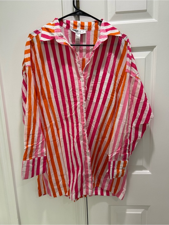 Beach Riot Other - Beach Riot Pink, Orange & White Striped Button-Up